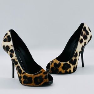 New Giuseppe Zanotti Ponyhair Peep Toe Pumps